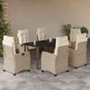 Image de Vidaxl Ensemble Ã Manger De Jardin Et Coussins 7 Pcs Beige Poly Rotin