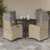Image de Vidaxl Ensemble Ã Manger De Jardin Coussins 5 Pcs MÃ©lange Beige Rotin