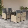 Image de Vidaxl Ensemble Ã Manger De Jardin Coussins 5 Pcs MÃ©lange Beige Rotin
