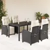 Image de Vidaxl Ensemble Ã Manger De Jardin Coussins 5pcs Noir RÃ©sine TressÃ©e