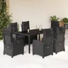 Image de Vidaxl Ensemble Ã Manger De Jardin Coussins 7pcs Noir RÃ©sine TressÃ©e
