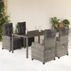 Image de Vidaxl Ensemble Ã Manger De Jardin 5 Pcs Coussins Gris RÃ©sine TressÃ©e