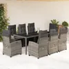 Image de Vidaxl Ensemble Ã Manger De Jardin 9 Pcs Coussins Gris RÃ©sine TressÃ©e