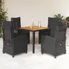 Image de Vidaxl Ensemble Ã Manger De Jardin Coussins 5pcs Noir RÃ©sine TressÃ©e