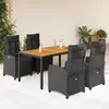 Image de Vidaxl Ensemble Ã Manger De Jardin Coussins 5pcs Noir RÃ©sine TressÃ©e
