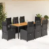 Image de vidaXL Ensemble Ã  manger de jardin 9pcs coussins noir rÃ©sine tressÃ©e
