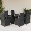 Image de Vidaxl Ensemble Ã Manger De Jardin Coussins 7pcs Noir RÃ©sine TressÃ©e