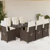 Image de Vidaxl Ensemble Ã Manger De Jardin Et Coussins 9 Pcs Marron Poly Rotin
