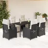 Image de Vidaxl Ensemble Ã Manger De Jardin Coussins 7pcs Noir RÃ©sine TressÃ©e