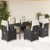 Image de Vidaxl Ensemble Ã Manger De Jardin Coussins 7pcs Noir RÃ©sine TressÃ©e