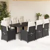 Image de Vidaxl Ensemble Ã Manger De Jardin 9pcs Coussins Noir RÃ©sine TressÃ©e