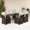 Image de Vidaxl Ensemble Ã Manger De Jardin Et Coussins 7 Pcs Marron Rotin