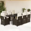 Image de Vidaxl Ensemble Ã Manger De Jardin Et Coussins 9 Pcs Marron Poly Rotin