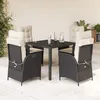 Image de Vidaxl Ensemble Ã Manger De Jardin Coussins 5pcs Noir RÃ©sine TressÃ©e