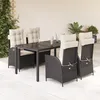 Image de Vidaxl Ensemble Ã Manger De Jardin Coussins 5pcs Noir RÃ©sine TressÃ©e