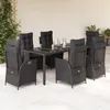 Image de Vidaxl Ensemble Ã Manger De Jardin Coussins 7pcs Noir RÃ©sine TressÃ©e