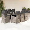 Image de vidaXL Ensemble Ã  manger de jardin 9 pcs coussins gris rÃ©sine tressÃ©e