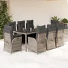 Image de vidaXL Ensemble Ã  manger de jardin 9 pcs coussins gris rÃ©sine tressÃ©e