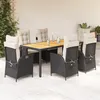 Image de vidaXL Ensemble Ã  manger de jardin coussins 7pcs Noir RÃ©sine tressÃ©e