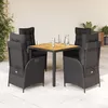 Image de Vidaxl Ensemble Ã Manger De Jardin Coussins 5pcs Noir RÃ©sine TressÃ©e