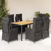 Image de vidaXL Ensemble Ã  manger de jardin coussins 7pcs Noir RÃ©sine tressÃ©e