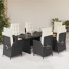 Image de Vidaxl Ensemble Ã Manger De Jardin Coussins 7pcs Noir RÃ©sine TressÃ©e