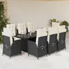 Image de Vidaxl Ensemble Ã Manger De Jardin 9pcs Coussins Noir RÃ©sine TressÃ©e