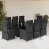Image de Vidaxl Ensemble Ã Manger De Jardin 9pcs Coussins Noir RÃ©sine TressÃ©e