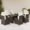 Image de Vidaxl Ensemble Ã Manger De Jardin Et Coussins 7 Pcs Marron Rotin