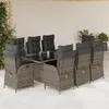 Image de Vidaxl Ensemble Ã Manger De Jardin 9 Pcs Coussins Gris RÃ©sine TressÃ©e