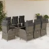 Image de Vidaxl Ensemble Ã Manger De Jardin 9 Pcs Coussins Gris RÃ©sine TressÃ©e
