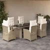 Image de Vidaxl Ensemble Ã Manger De Jardin Et Coussins 7 Pcs Beige Poly Rotin