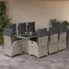 Image de Vidaxl Ensemble Ã Manger De Jardin Et Coussins 9 Pcs Gris Clair Rotin
