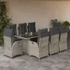 Image de Vidaxl Ensemble Ã Manger De Jardin Et Coussins 9 Pcs Gris Clair Rotin