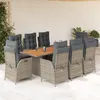 Image de Vidaxl Ensemble Ã Manger De Jardin 9 Pcs Coussins Gris RÃ©sine TressÃ©e