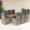 Image de Vidaxl Ensemble Ã Manger De Jardin 9 Pcs Coussins Gris RÃ©sine TressÃ©e