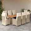 Image de Vidaxl Ensemble Ã Manger De Jardin Et Coussins 9 Pcs Beige Poly Rotin