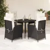 Image de Vidaxl Ensemble Ã Manger De Jardin Coussins 5pcs Noir RÃ©sine TressÃ©e