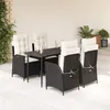 Image de vidaXL Ensemble Ã  manger de jardin coussins 5pcs Noir RÃ©sine tressÃ©e