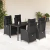 Image de Vidaxl Ensemble Ã Manger De Jardin Coussins 5pcs Noir RÃ©sine TressÃ©e