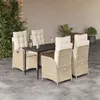 Image de vidaXL Ensemble Ã  manger de jardin avec coussins 5pcs Beige poly rotin