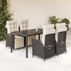 Image de Vidaxl Ensemble Ã Manger De Jardin Coussins 5pcs Noir RÃ©sine TressÃ©e