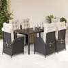 Image de Vidaxl Ensemble Ã Manger De Jardin Coussins 7pcs Noir RÃ©sine TressÃ©e
