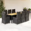 Image de vidaXL Ensemble Ã  manger de jardin 9pcs coussins noir rÃ©sine tressÃ©e