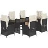 Image de Vidaxl Ensemble Ã Manger De Jardin Coussins 7pcs Noir RÃ©sine TressÃ©e