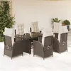 Image de Vidaxl Ensemble Ã Manger De Jardin Et Coussins 7 Pcs Marron Rotin