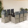 Image de Vidaxl Ensemble Ã Manger De Jardin 9 Pcs Coussins Gris RÃ©sine TressÃ©e
