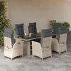 Image de Vidaxl Ensemble Ã Manger De Jardin Et Coussins 7 Pcs Gris Clair Rotin