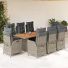 Image de Vidaxl Ensemble Ã Manger De Jardin 9 Pcs Coussins Gris RÃ©sine TressÃ©e