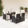 Image de vidaXL Ensemble Ã  manger de jardin coussins 5pcs Noir RÃ©sine tressÃ©e